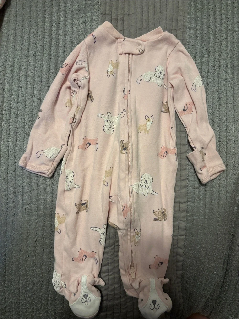 Carter's Coral Pink Baby Footed Pajama - Polka Dot Accent- Set of 3